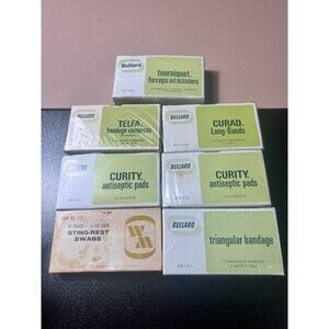 Set of 7 Bullard First Aid Kit Supplies Bandage Antiseptic Pads Emergency Sealed